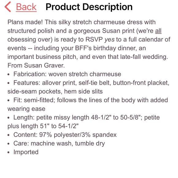 NWT Susan Graver Pet Printed Stretch Charmeuse Midi Dress belted with pockets - Picture 6 of 8